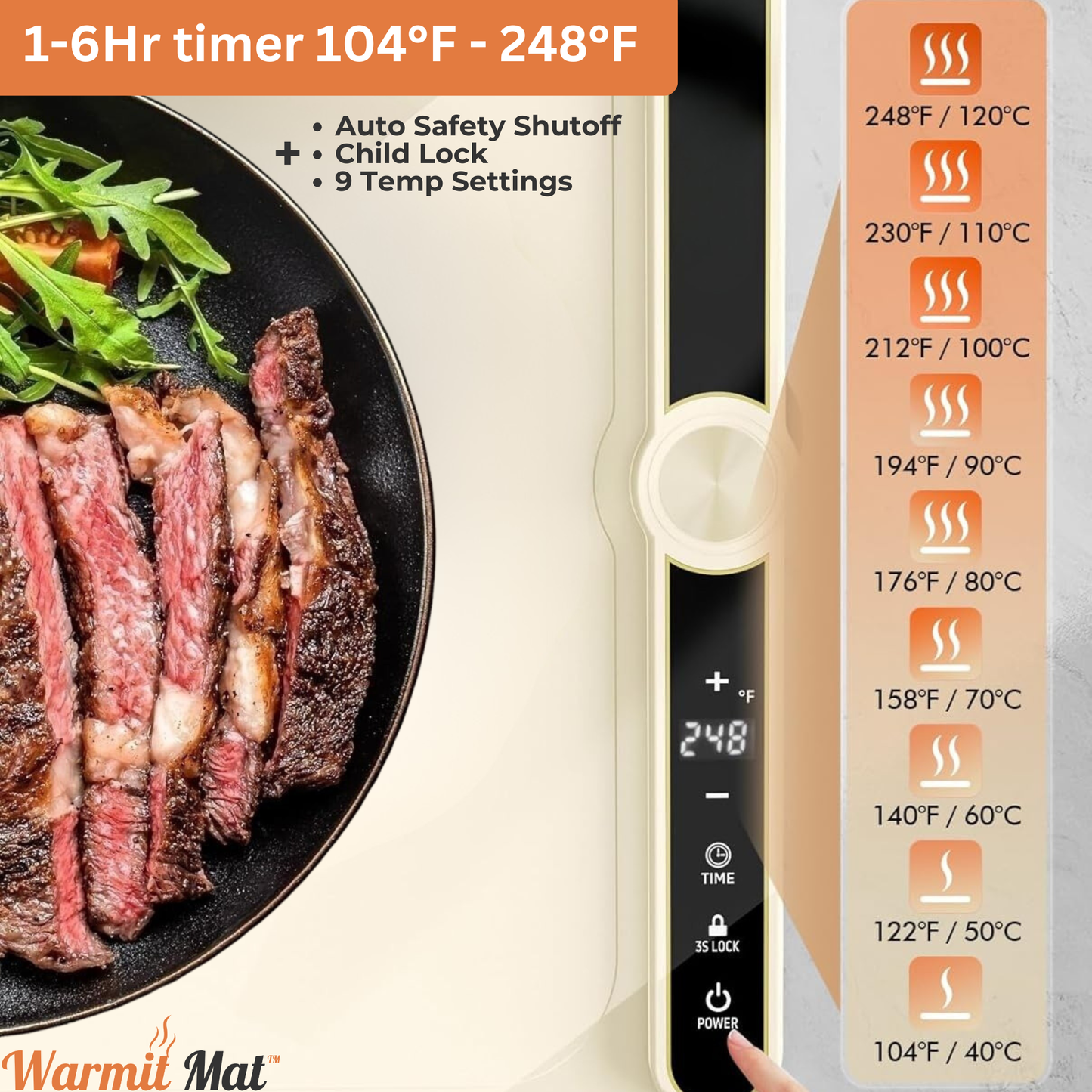 WarmitMat™- Adjustable Food Warming Mat 2.0